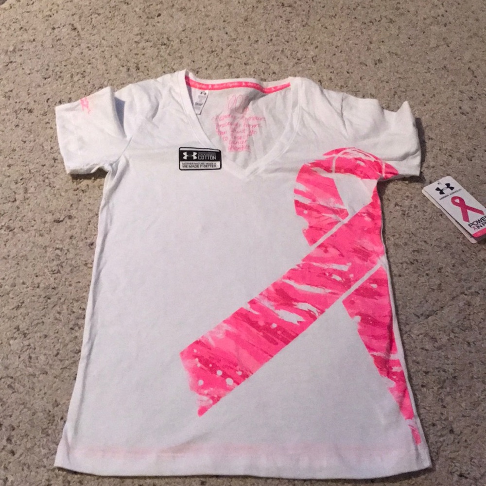 Under Armour Pink Ribbon XS Tee - White/Pink NEW
