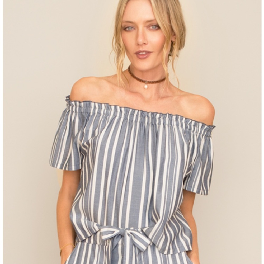 Chan Luu Off the Shoulder Stripe Blouse size S