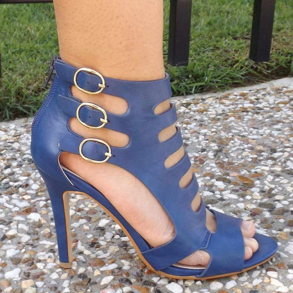 Miss Mafia Sugar Tease Navy Cage Boot Size 6 or 10