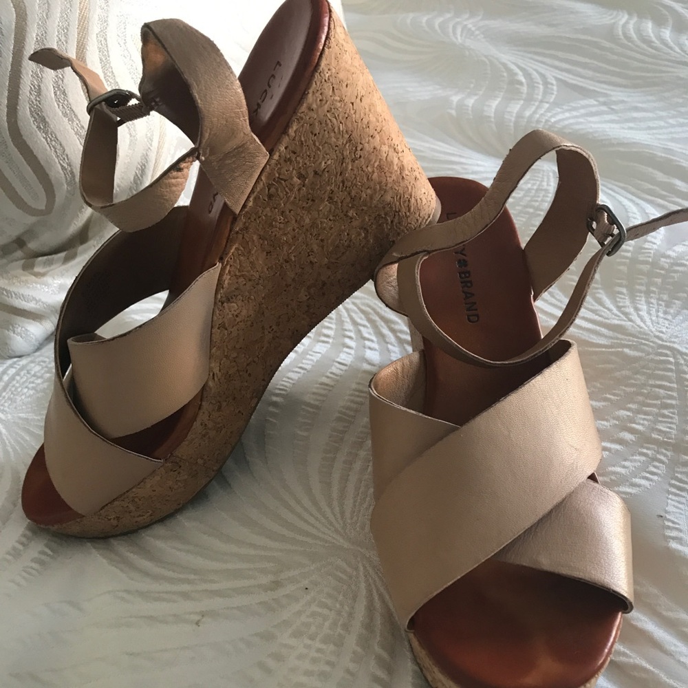 Lucky brand leather wedges