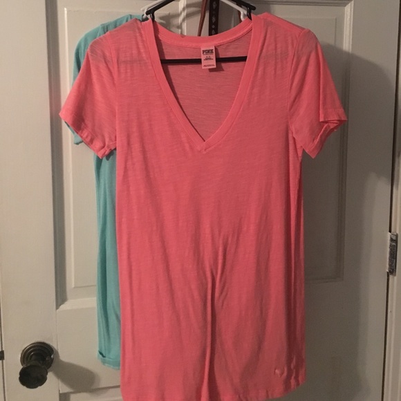 victoria secret pink   blue vneck - Picture 1 of 2