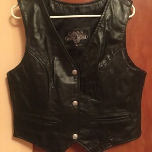 Black leather vest