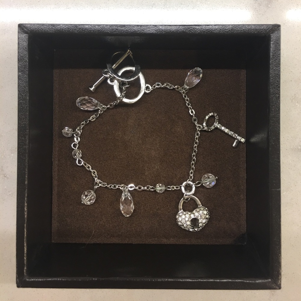Swarovski Heart Lock and Key Silver Bracelet