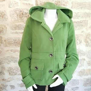 Bright Green Hooded Pea Coat