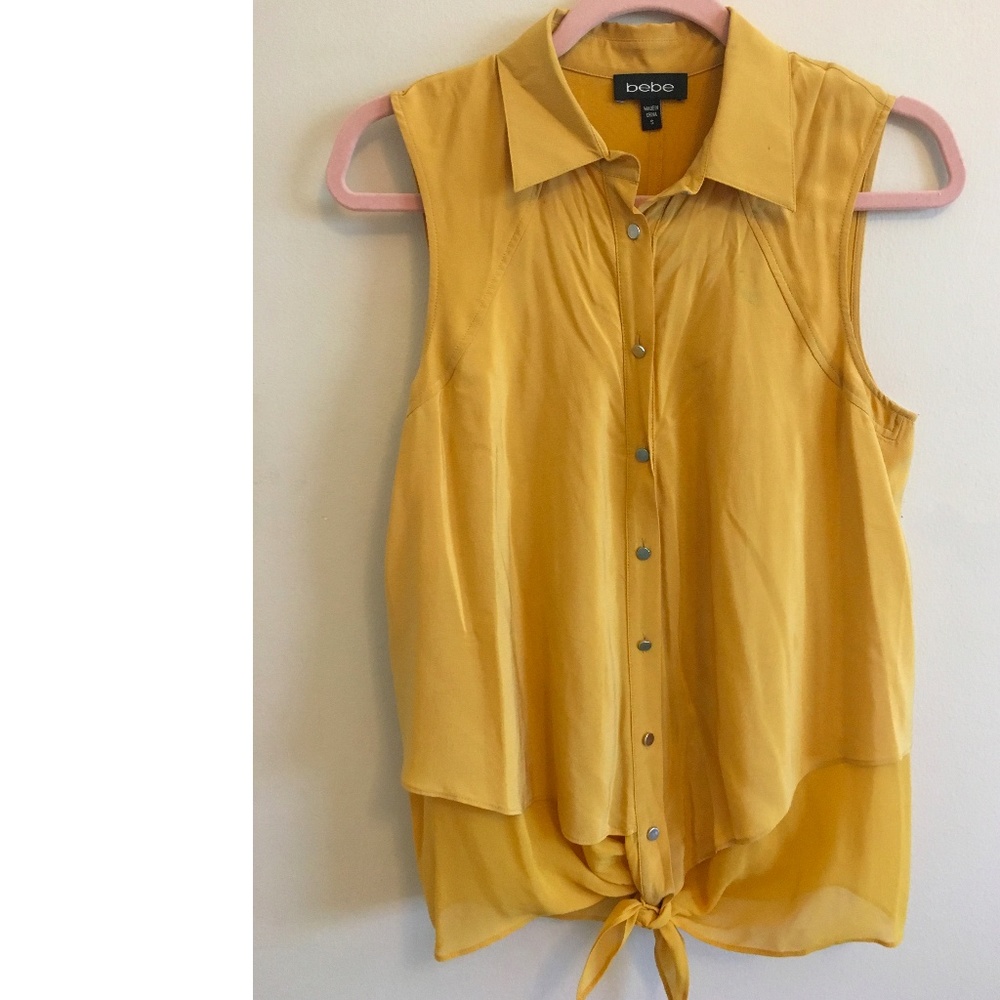 Bebe Silk Tie Front Top