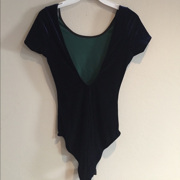 LAST 1: Blue Crushed Velvet Bodysuit - Picture 4 of 4