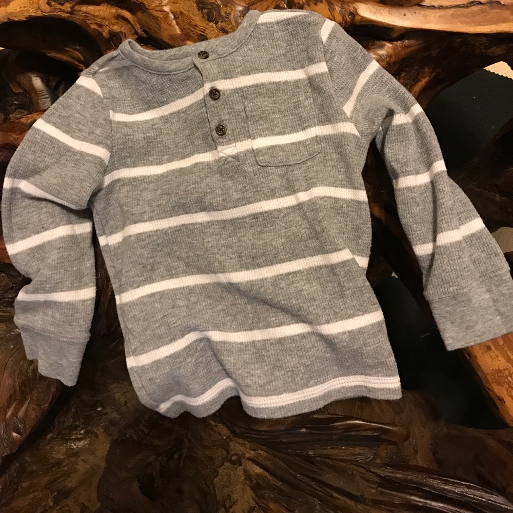 Grey and white striped shirt
