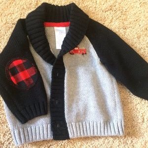 Fire truck button down sweater 0-3 mo