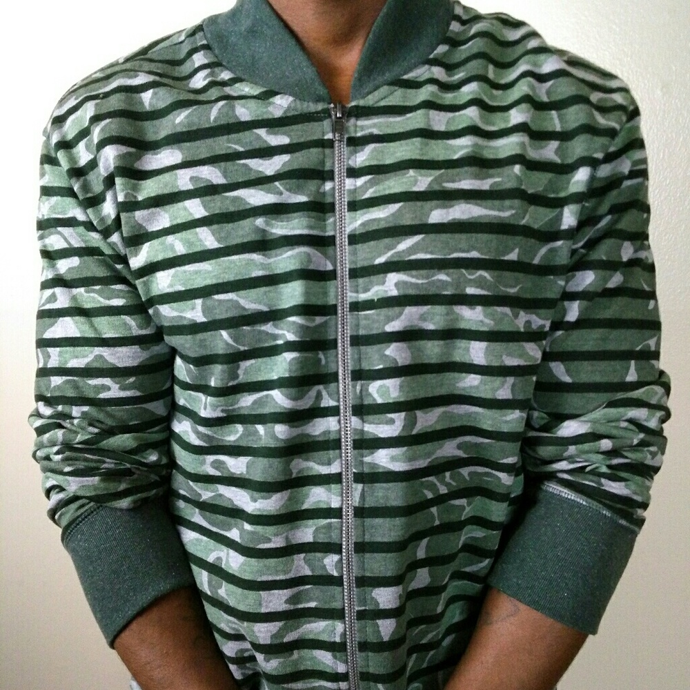 Striped camo sweater jacket