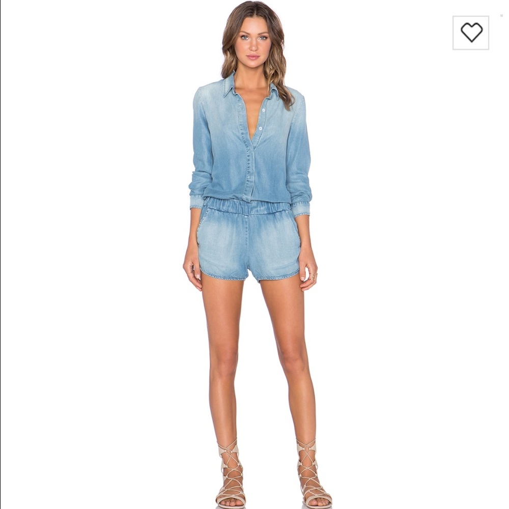 NWT Monrow Denim long sleeve romper