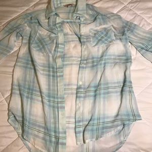 Blue plaid button down