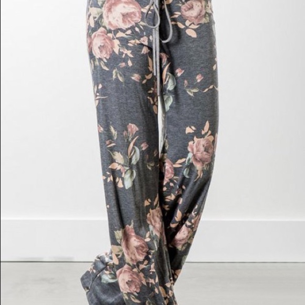 Grey floral pants