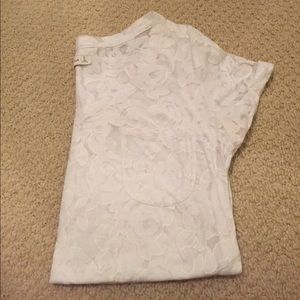 White top, sheer floral print