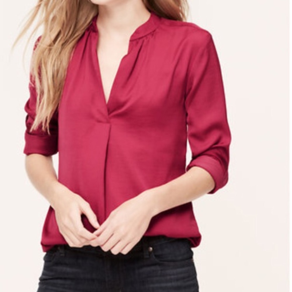 Red charmeuse blouse