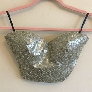 NWT Bebe Hand-Embellished Cropped Bustier