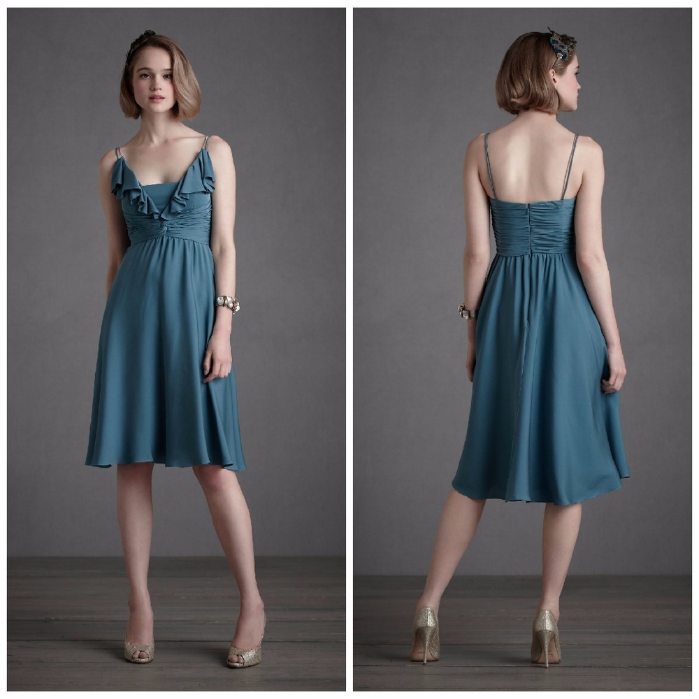 BHLDN Anthropologie Silk Couplet Dress Blue Size 0, 2, 4, 6, 12, & 14
