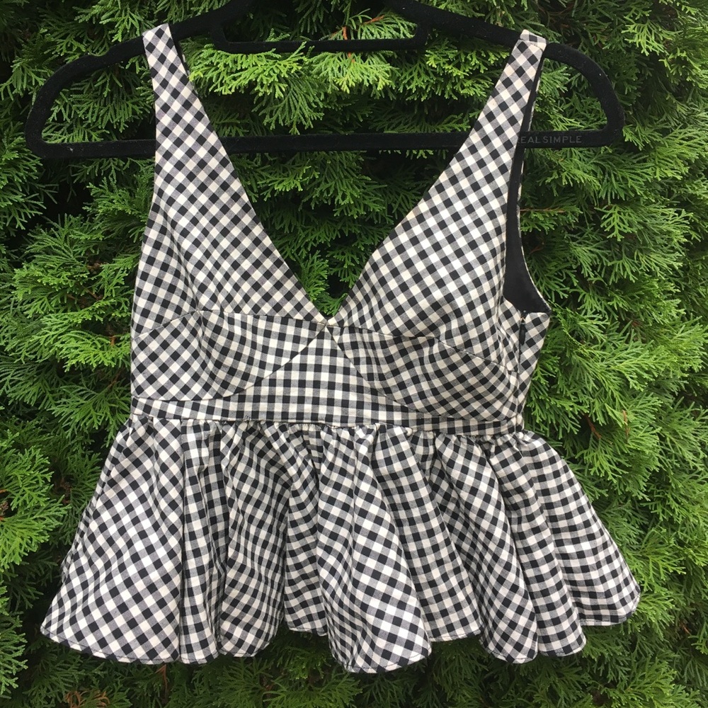 zara peplum gingham tank top
