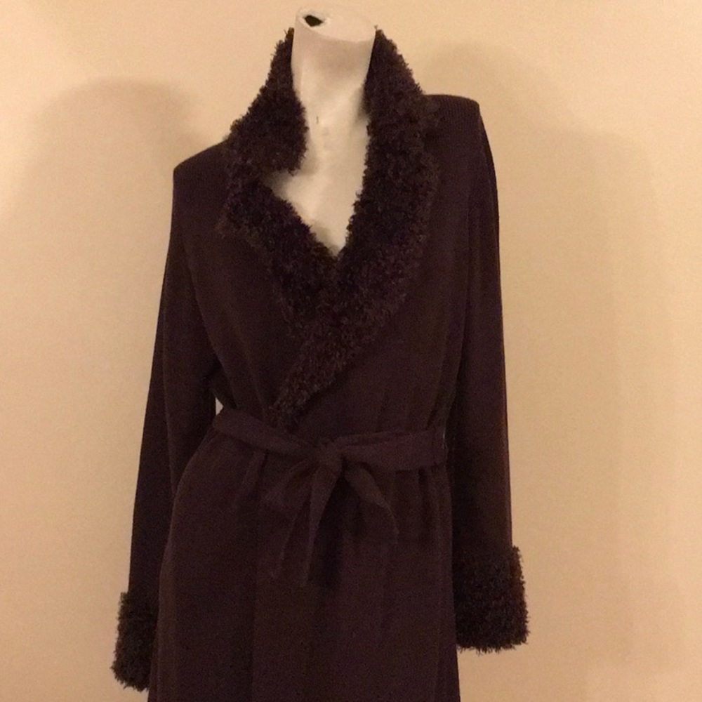 Long belted sweater