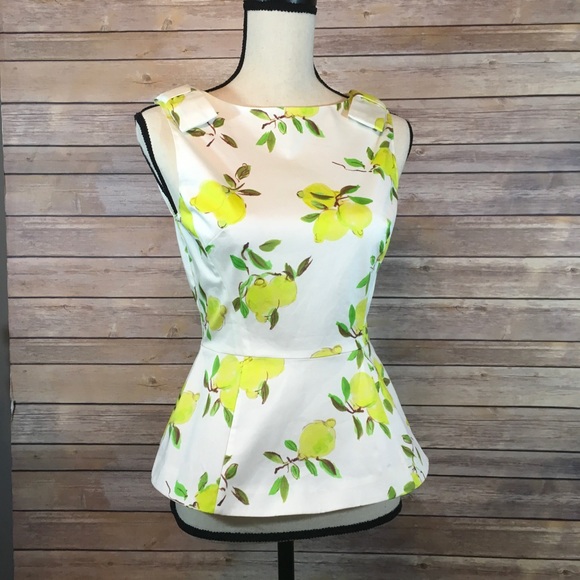 🎉PRICE DROP🎉Kate Spade Thalia Lemon  peplum top - Picture 3 of 7