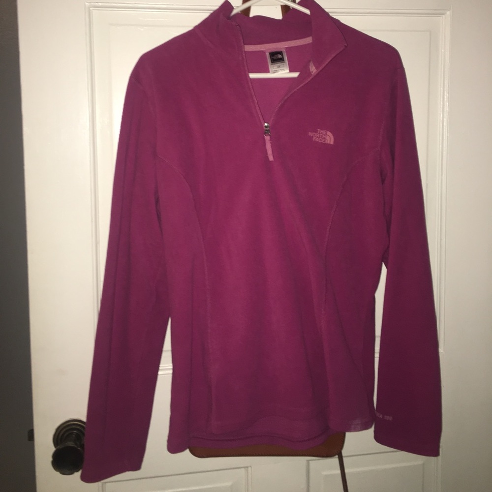 pink northface fleece hoodie
