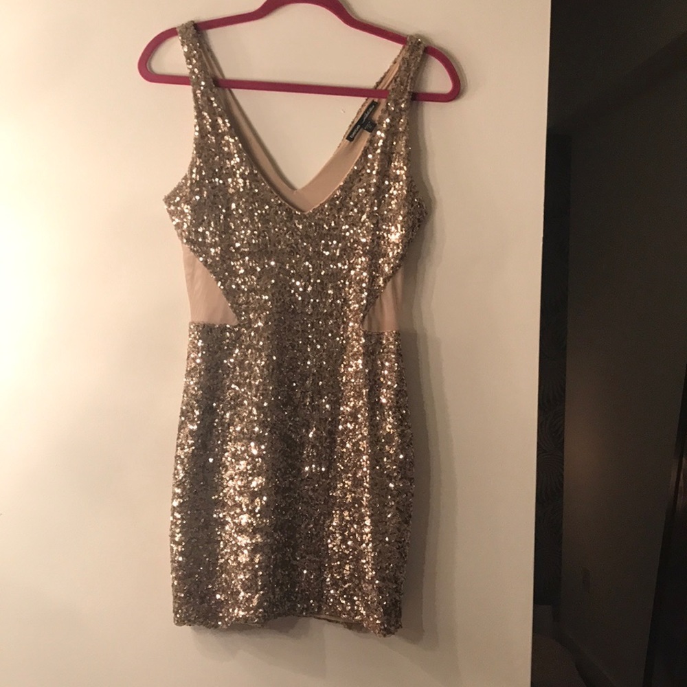 Gold Sequin Bebe Dress