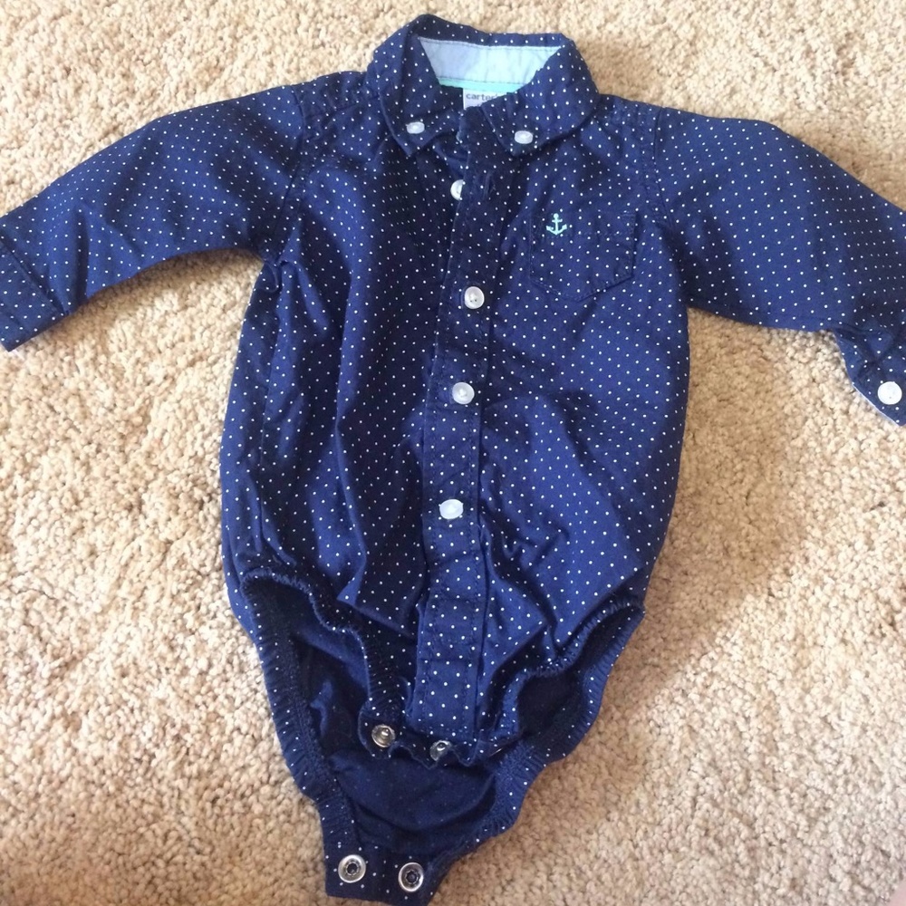 Dark and light blue baby button down