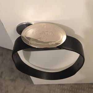 Prada Saffiano Logo Belt black