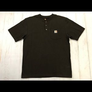Carhartt Brown Henley Pocket T Shirt Size M