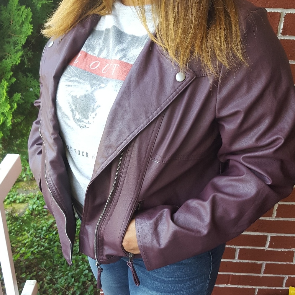 Wine Deep Red Leather Jacket