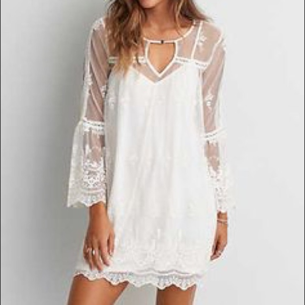 White floral lace dress *without slip*