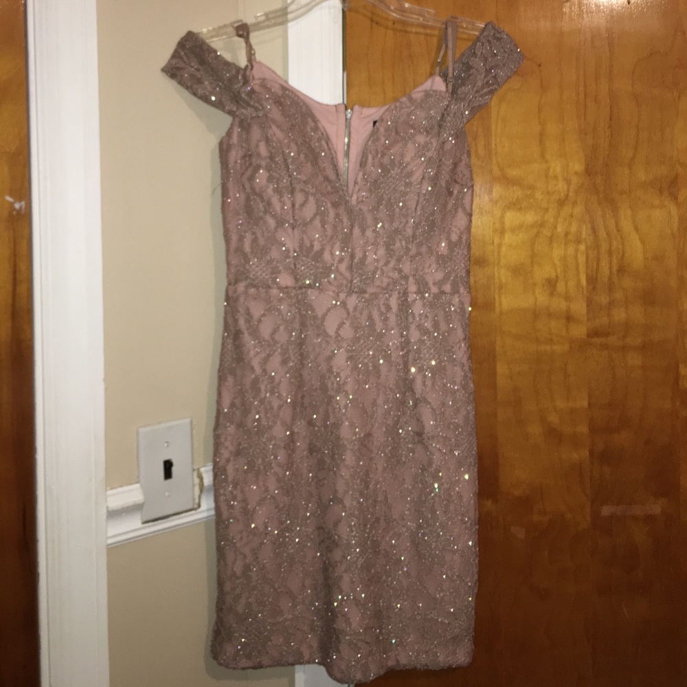 Widsor Taupe sparkly formal thigh length dress!