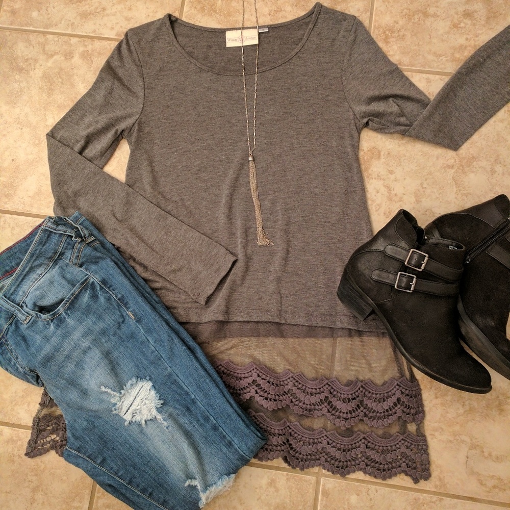 Lace bottom top