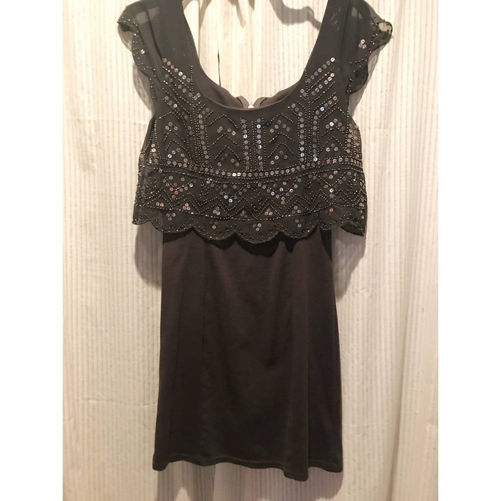 Beaded dark gray dress