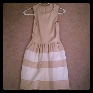 X Small tan/white dress