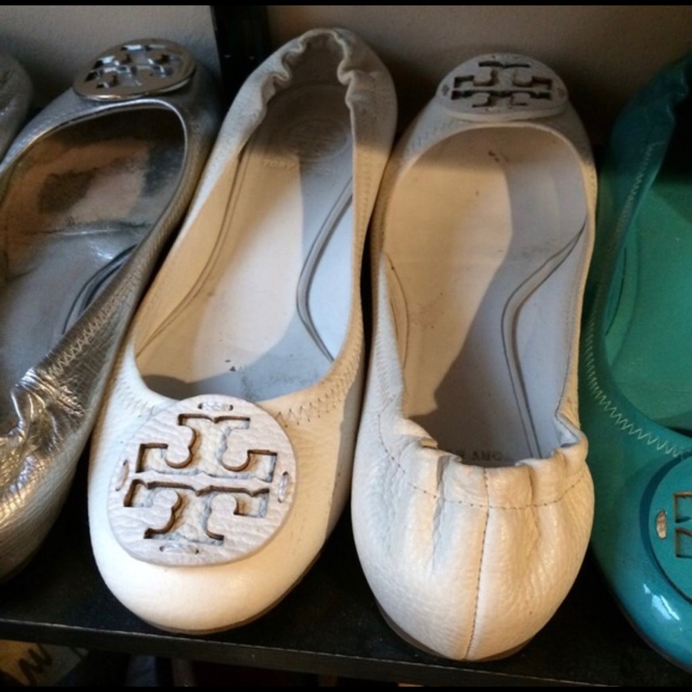 White Tory Burch Reva Flats