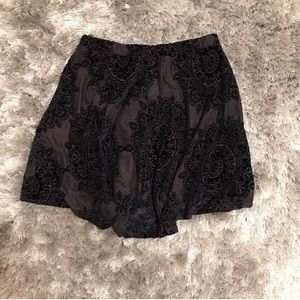 Pacsun LA hearts velvet textured print skirt