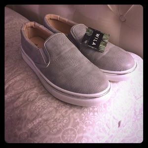 Vegan leather slip on sneakers