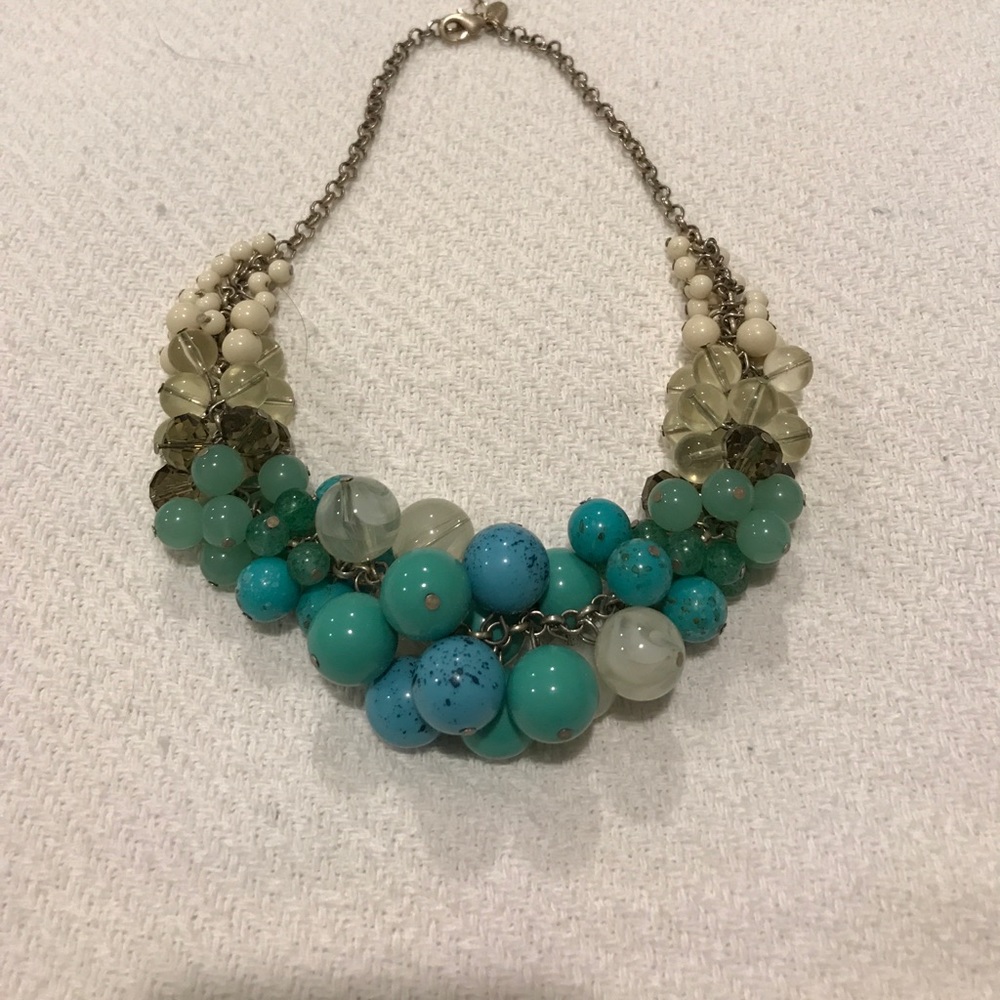 Teal/green/white necklace