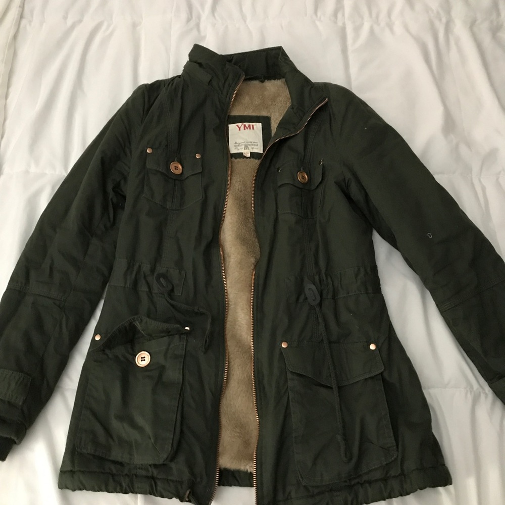 Olive green fleece lined jacket