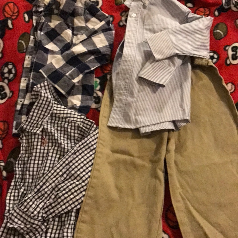 3 dress shirt and pair of pants