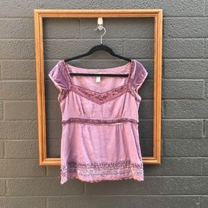 Anthropologie Odille Velvet Cap Sleeve Beaded Top