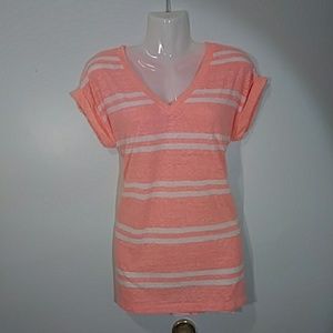 Gap Pink & White Striped Tee
