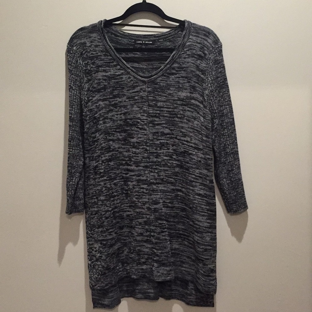 Cable & Guage Long Sweater with 3/4 Length Sleeves