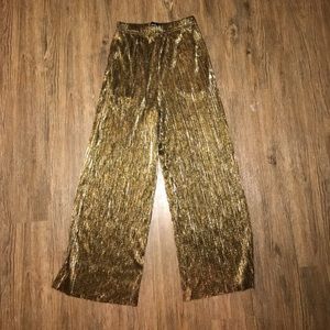 Topshop pleated Gold foil pant