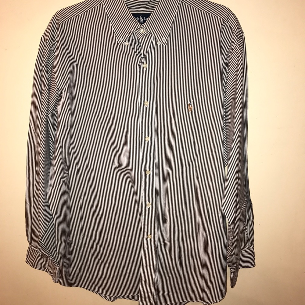 White Striped Polo Shirt sz L