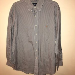 White Striped Polo Shirt sz L