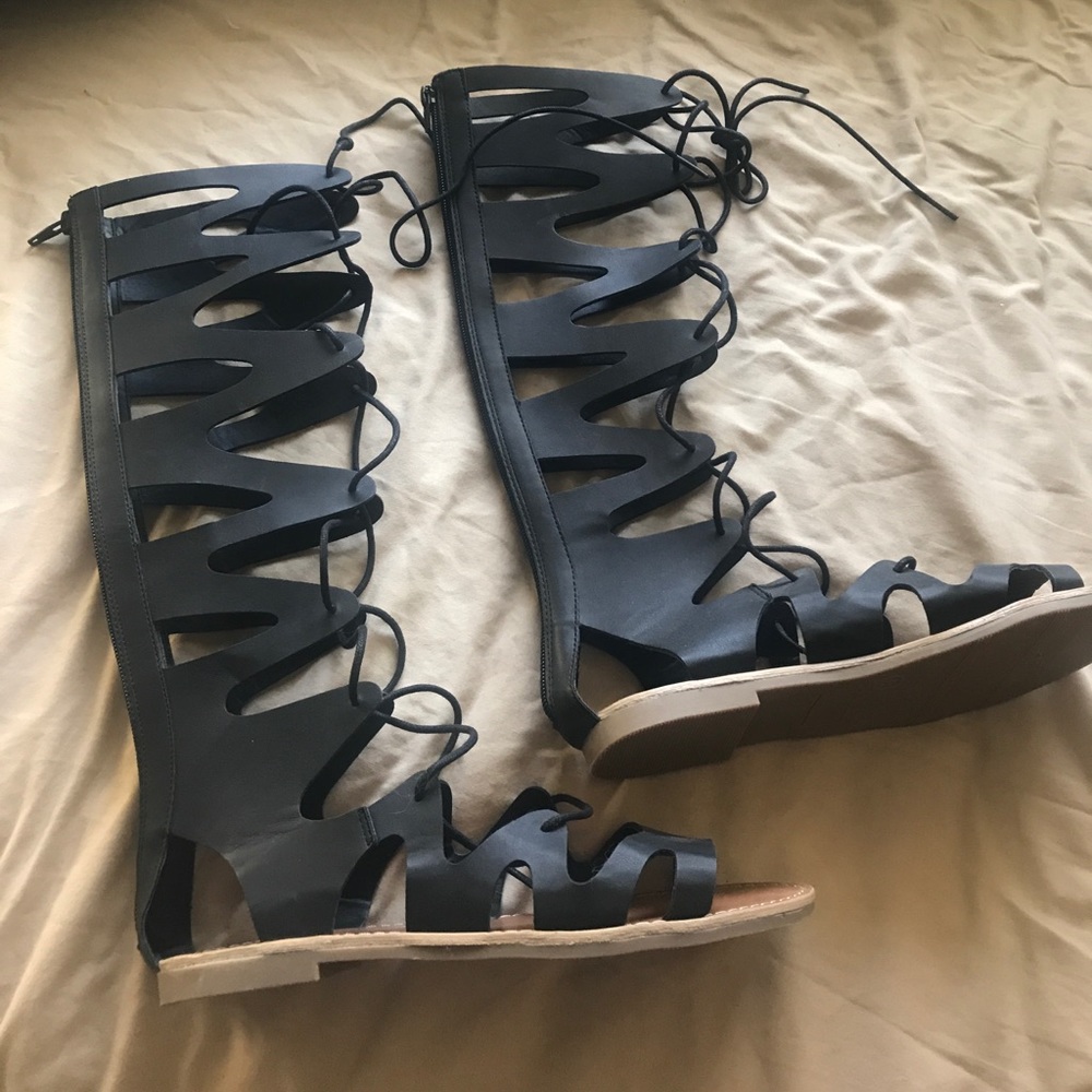 Tall Black Gladiator Sandals