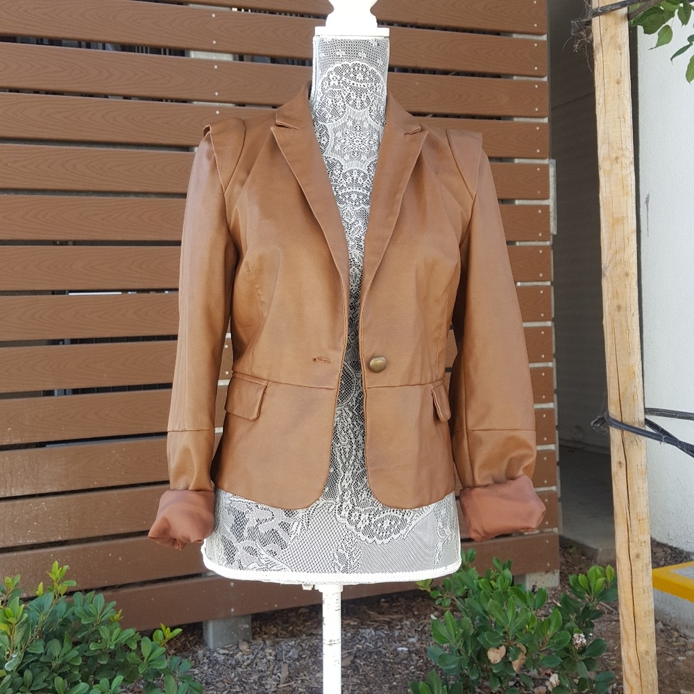 Camel Vegan leather Jacket