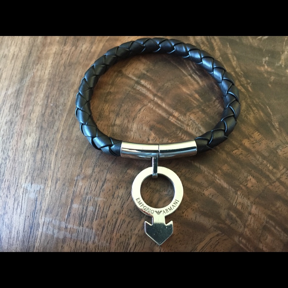 Emprio Armani sterling silver/rubber bracelet EUC