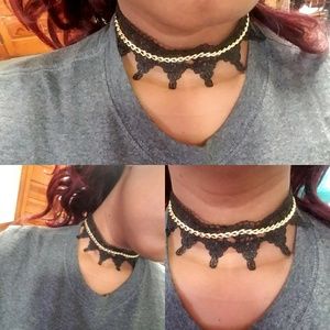 Custom made lace and chain choker